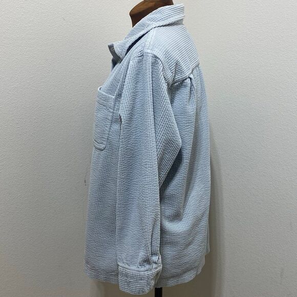 L.L. Bean Corduroy Jacket Women's Medium Petite Light Blue Shaket Button Up - Picture 5 of 8